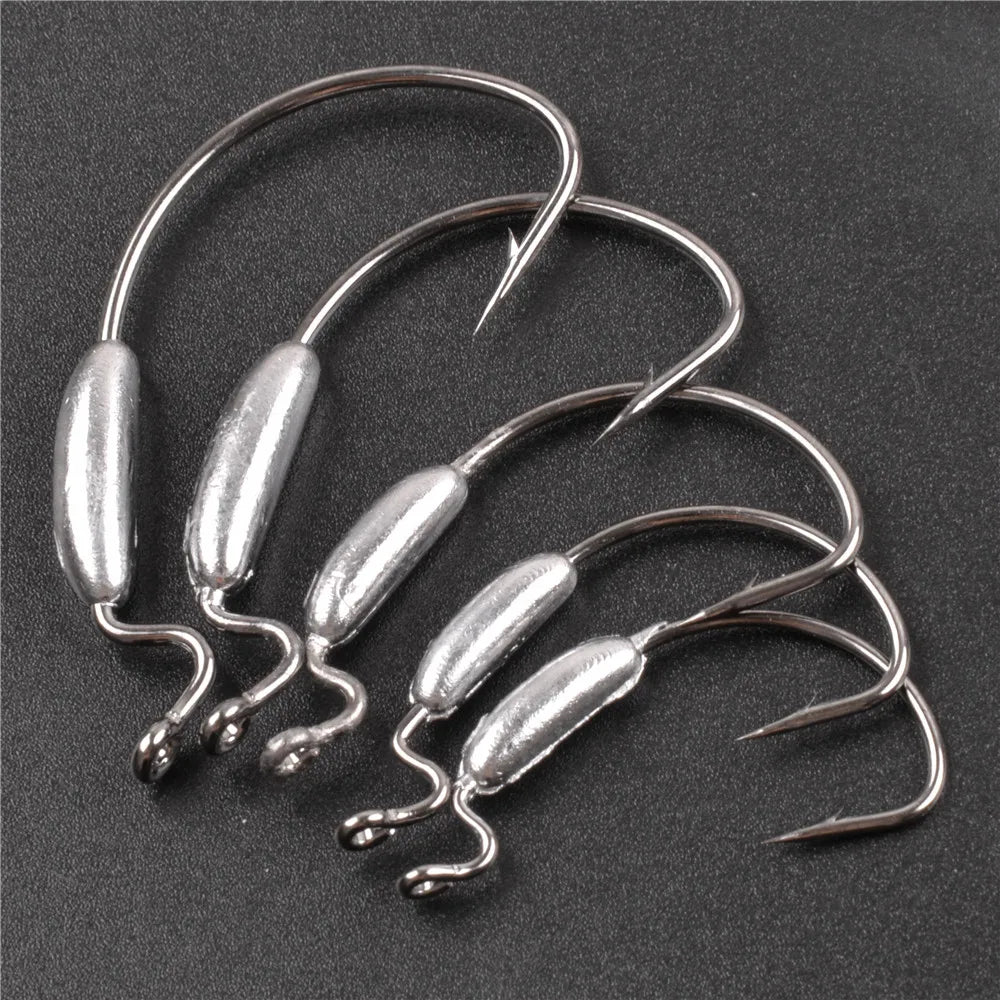 10Pcs Belly Weighted Worm Hooks
