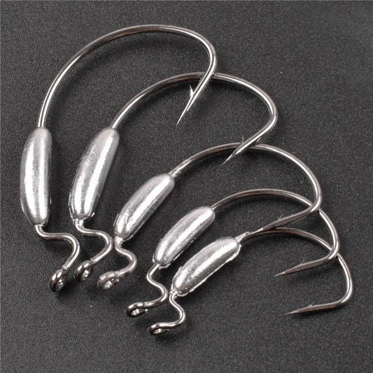 10Pcs Belly Weighted Worm Hooks