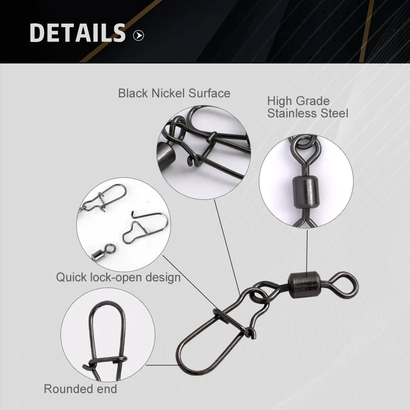 50pc Stainless Swivel with Snap clip