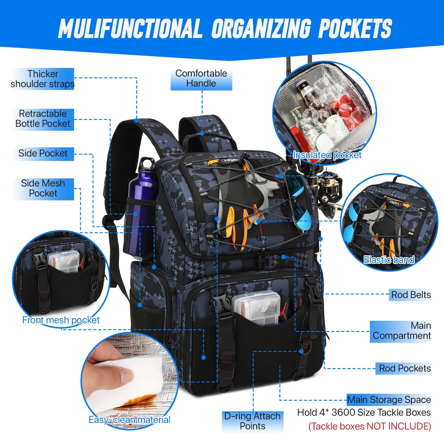 Fishing Backpack With Cooler Pouch