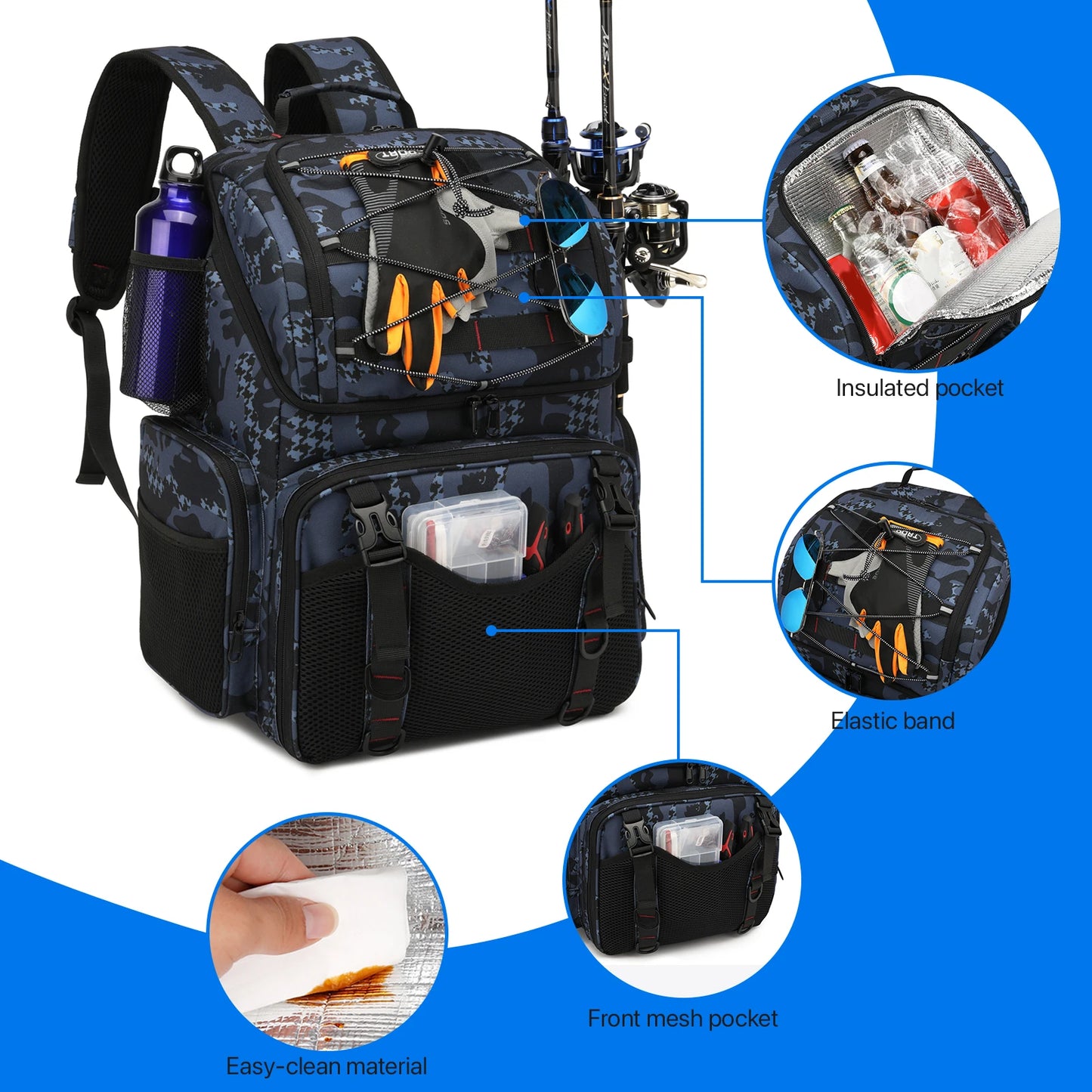 Fishing Backpack With Cooler Pouch