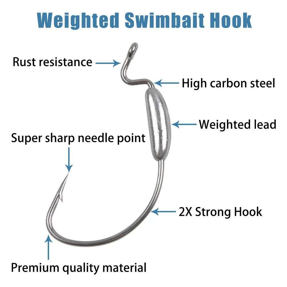 10Pcs Belly Weighted Worm Hooks