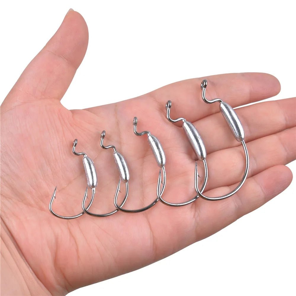 10Pcs Belly Weighted Worm Hooks
